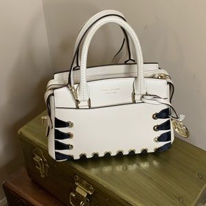 Henri Bendel Mini Bag in off white with black trim
